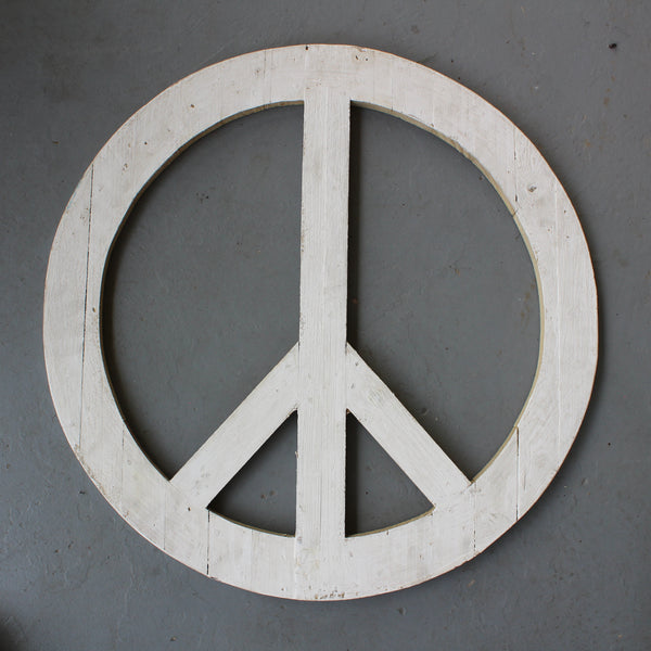 24" WHITE PEACE SIGN WOOD SIGN WALL ART DECOR WESTERN HOME DECOR HANDMADE #EH12853