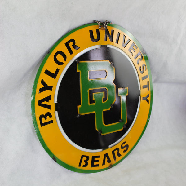 23" BAYLOR BEARS DISC CUSTOM METAL VINTAGE CRAFT SIGN TEAM ART WESTERN HOME DECOR HANDMADE