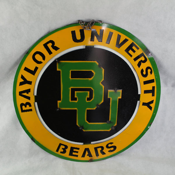 23" BAYLOR BEARS DISC CUSTOM METAL VINTAGE CRAFT SIGN TEAM ART WESTERN HOME DECOR HANDMADE
