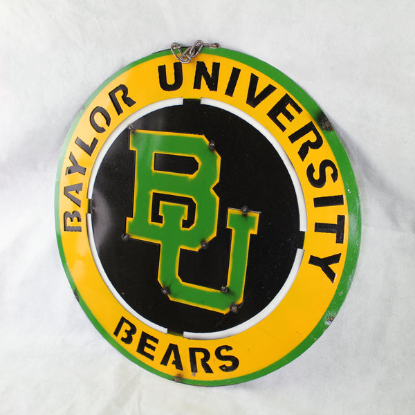 23" BAYLOR BEARS DISC CUSTOM METAL VINTAGE CRAFT SIGN TEAM ART WESTERN HOME DECOR HANDMADE