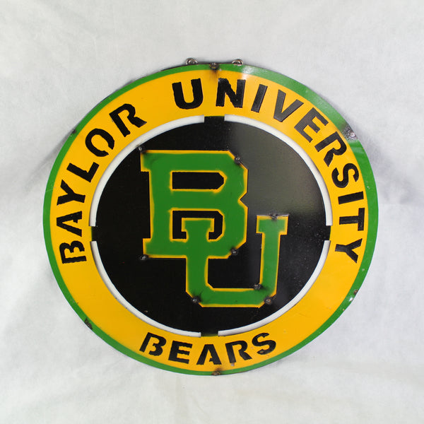 23" BAYLOR BEARS DISC CUSTOM METAL VINTAGE CRAFT SIGN TEAM ART WESTERN HOME DECOR HANDMADE