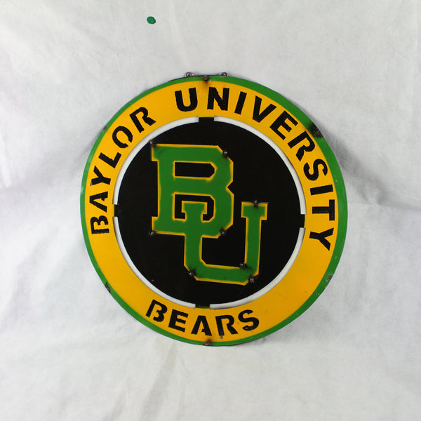 23" BAYLOR BEARS DISC CUSTOM METAL VINTAGE CRAFT SIGN TEAM ART WESTERN HOME DECOR HANDMADE