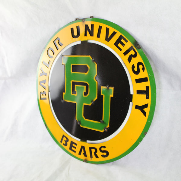 23" BAYLOR BEARS DISC CUSTOM METAL VINTAGE CRAFT SIGN TEAM ART WESTERN HOME DECOR HANDMADE
