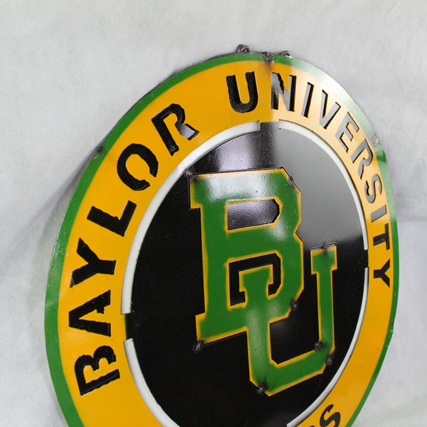 23" BAYLOR BEARS DISC CUSTOM METAL VINTAGE CRAFT SIGN TEAM ART WESTERN HOME DECOR HANDMADE