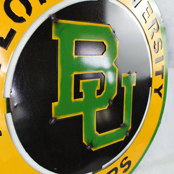 23" BAYLOR BEARS DISC CUSTOM METAL VINTAGE CRAFT SIGN TEAM ART WESTERN HOME DECOR HANDMADE