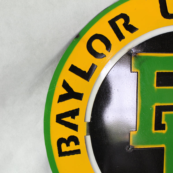 23" BAYLOR BEARS DISC CUSTOM METAL VINTAGE CRAFT SIGN TEAM ART WESTERN HOME DECOR HANDMADE