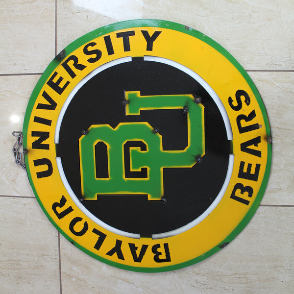 23" BAYLOR BEARS DISC CUSTOM METAL VINTAGE CRAFT SIGN TEAM ART WESTERN HOME DECOR HANDMADE