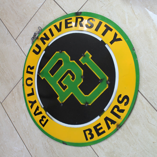 23" BAYLOR BEARS DISC CUSTOM METAL VINTAGE CRAFT SIGN TEAM ART WESTERN HOME DECOR HANDMADE