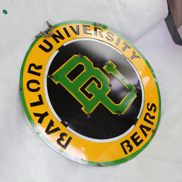 23" BAYLOR BEARS DISC CUSTOM METAL VINTAGE CRAFT SIGN TEAM ART WESTERN HOME DECOR HANDMADE