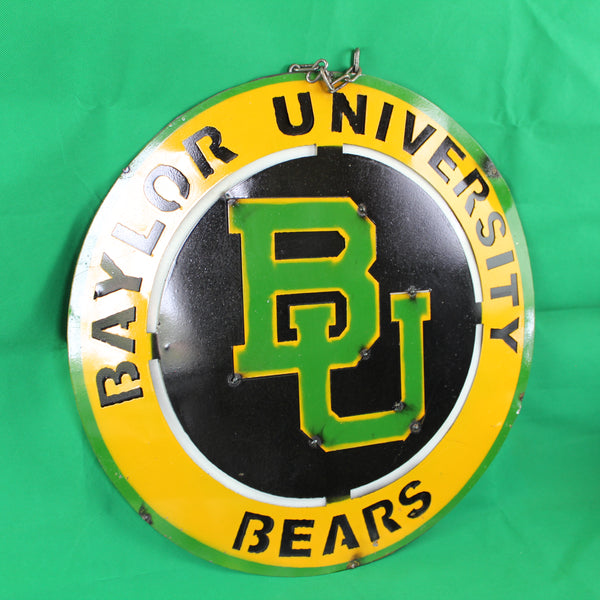 23" BAYLOR BEARS DISC CUSTOM METAL VINTAGE CRAFT SIGN TEAM ART WESTERN HOME DECOR HANDMADE