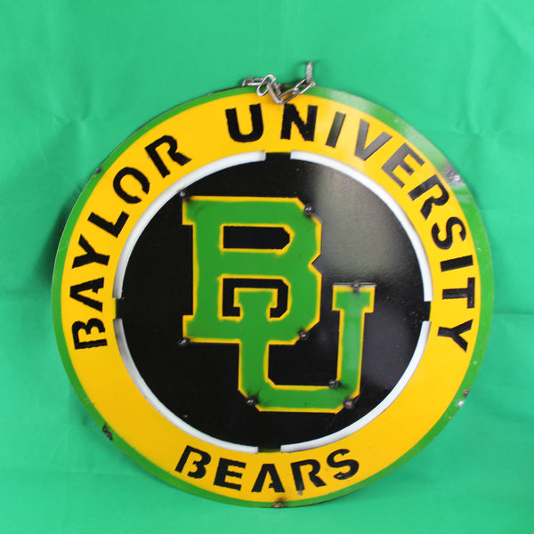 23" BAYLOR BEARS DISC CUSTOM METAL VINTAGE CRAFT SIGN TEAM ART WESTERN HOME DECOR HANDMADE