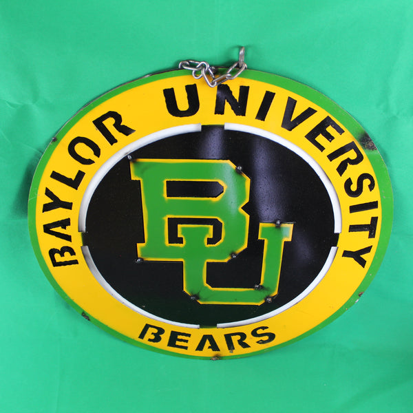 23" BAYLOR BEARS DISC CUSTOM METAL VINTAGE CRAFT SIGN TEAM ART WESTERN HOME DECOR HANDMADE