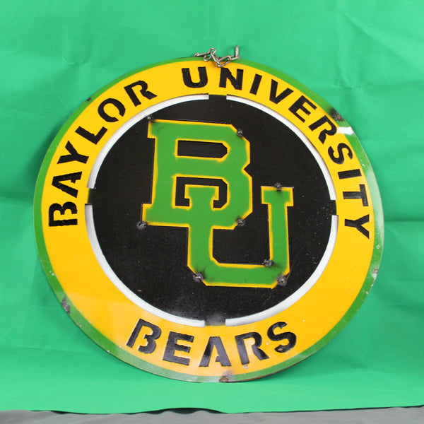 23" BAYLOR BEARS DISC CUSTOM METAL VINTAGE CRAFT SIGN TEAM ART WESTERN HOME DECOR HANDMADE