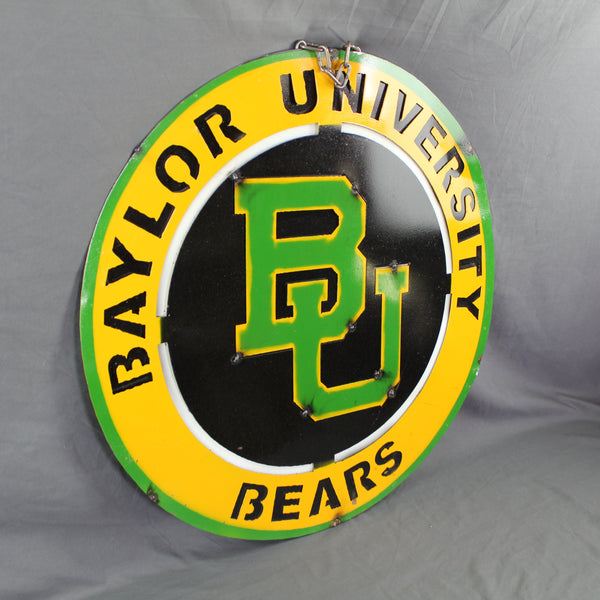 23" BAYLOR BEARS DISC CUSTOM METAL VINTAGE CRAFT SIGN TEAM ART WESTERN HOME DECOR HANDMADE