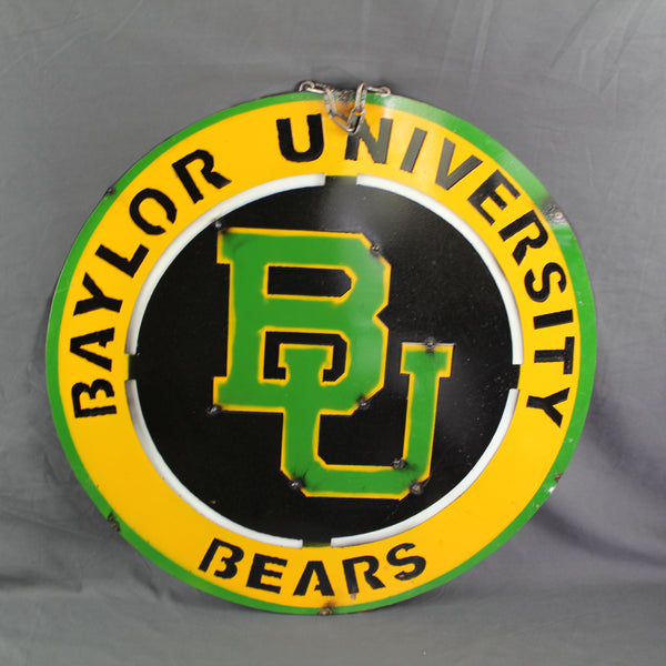 23" BAYLOR BEARS DISC CUSTOM METAL VINTAGE CRAFT SIGN TEAM ART WESTERN HOME DECOR HANDMADE