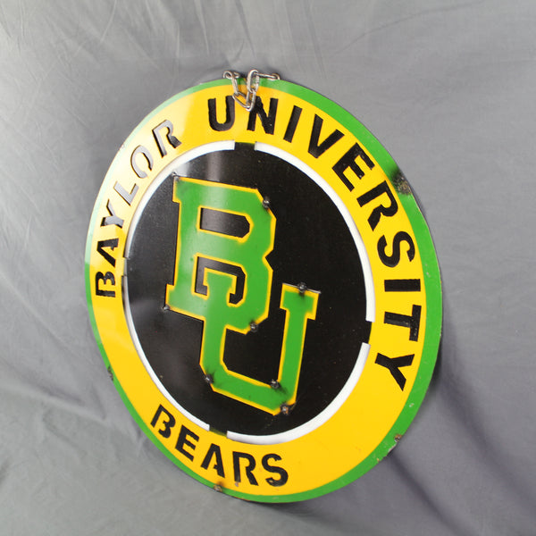 23" BAYLOR BEARS DISC CUSTOM METAL VINTAGE CRAFT SIGN TEAM ART WESTERN HOME DECOR HANDMADE