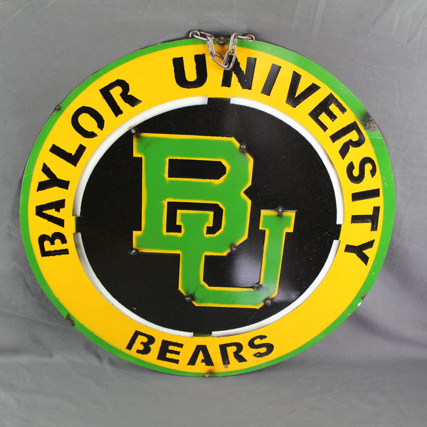 23" BAYLOR BEARS DISC CUSTOM METAL VINTAGE CRAFT SIGN TEAM ART WESTERN HOME DECOR HANDMADE