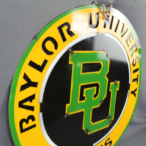 23" BAYLOR BEARS DISC CUSTOM METAL VINTAGE CRAFT SIGN TEAM ART WESTERN HOME DECOR HANDMADE