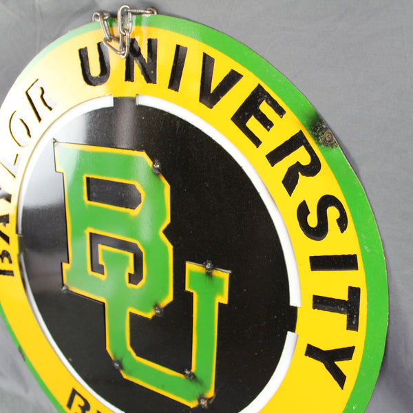 23" BAYLOR BEARS DISC CUSTOM METAL VINTAGE CRAFT SIGN TEAM ART WESTERN HOME DECOR HANDMADE