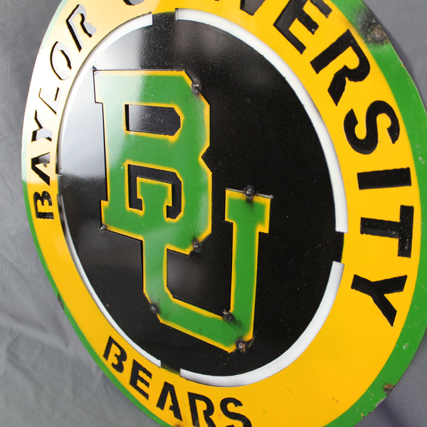 23" BAYLOR BEARS DISC CUSTOM METAL VINTAGE CRAFT SIGN TEAM ART WESTERN HOME DECOR HANDMADE