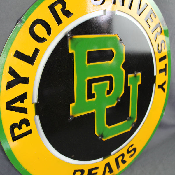 23" BAYLOR BEARS DISC CUSTOM METAL VINTAGE CRAFT SIGN TEAM ART WESTERN HOME DECOR HANDMADE