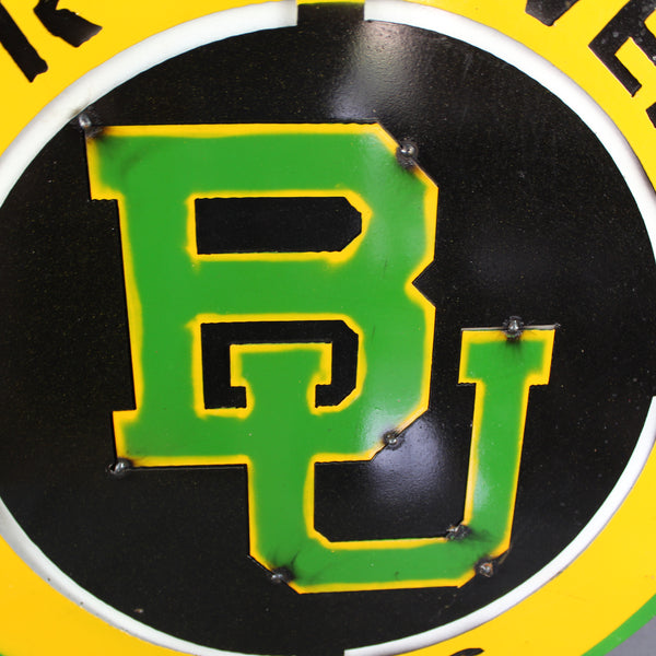 23" BAYLOR BEARS DISC CUSTOM METAL VINTAGE CRAFT SIGN TEAM ART WESTERN HOME DECOR HANDMADE