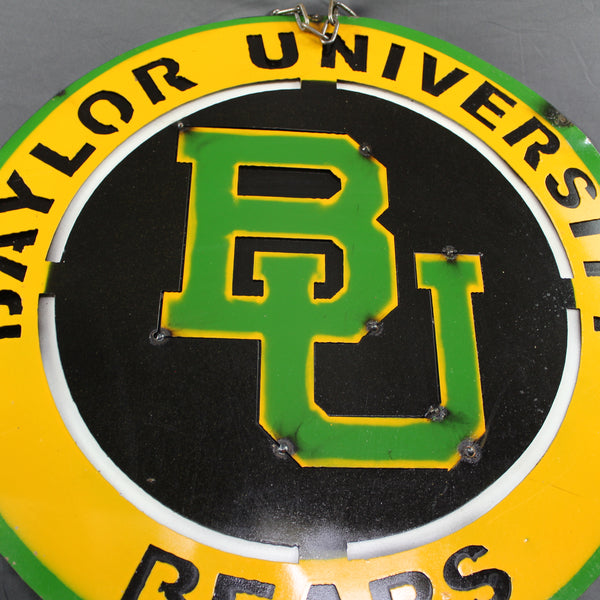 23" BAYLOR BEARS DISC CUSTOM METAL VINTAGE CRAFT SIGN TEAM ART WESTERN HOME DECOR HANDMADE