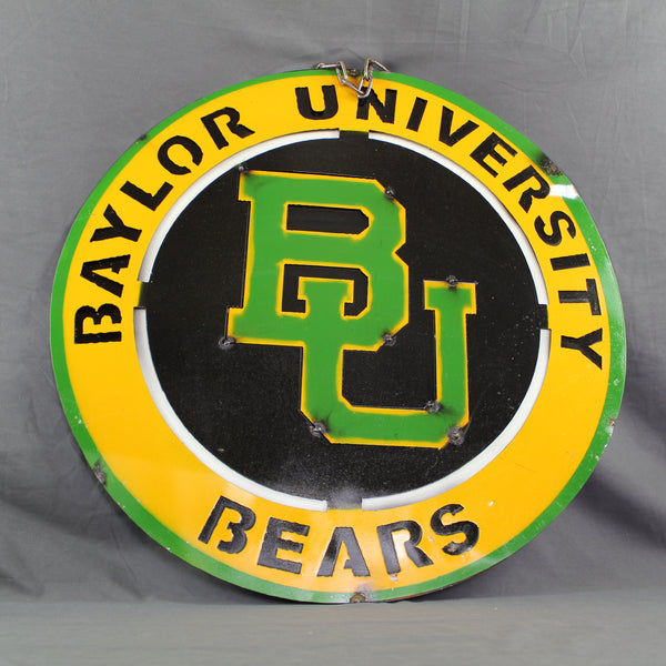 23" BAYLOR BEARS DISC CUSTOM METAL VINTAGE CRAFT SIGN TEAM ART WESTERN HOME DECOR HANDMADE