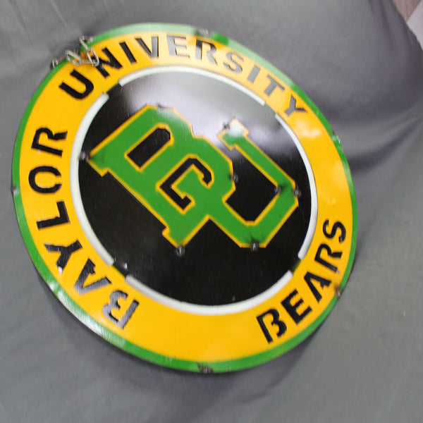 23" BAYLOR BEARS DISC CUSTOM METAL VINTAGE CRAFT SIGN TEAM ART WESTERN HOME DECOR HANDMADE