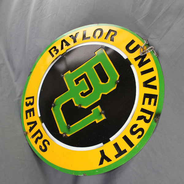 23" BAYLOR BEARS DISC CUSTOM METAL VINTAGE CRAFT SIGN TEAM ART WESTERN HOME DECOR HANDMADE
