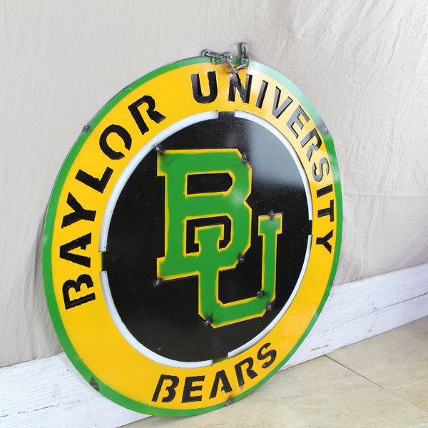 23" BAYLOR BEARS DISC CUSTOM METAL VINTAGE CRAFT SIGN TEAM ART WESTERN HOME DECOR HANDMADE