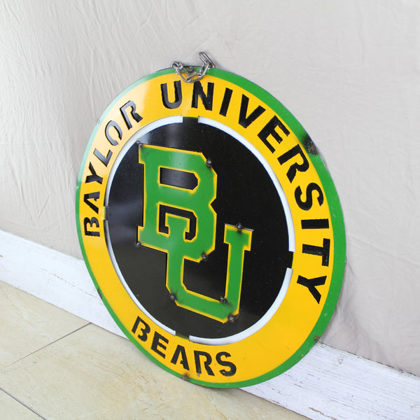 23" BAYLOR BEARS DISC CUSTOM METAL VINTAGE CRAFT SIGN TEAM ART WESTERN HOME DECOR HANDMADE