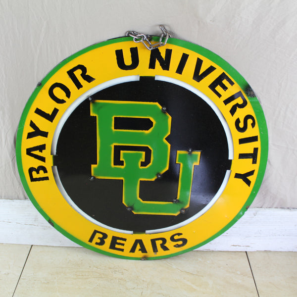 23" BAYLOR BEARS DISC CUSTOM METAL VINTAGE CRAFT SIGN TEAM ART WESTERN HOME DECOR HANDMADE