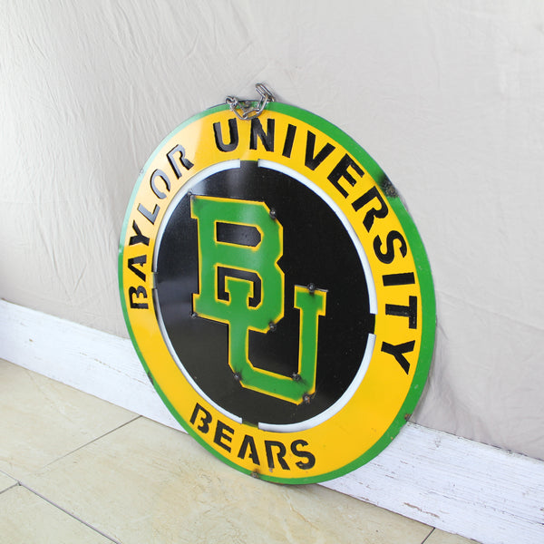 23" BAYLOR BEARS DISC CUSTOM METAL VINTAGE CRAFT SIGN TEAM ART WESTERN HOME DECOR HANDMADE
