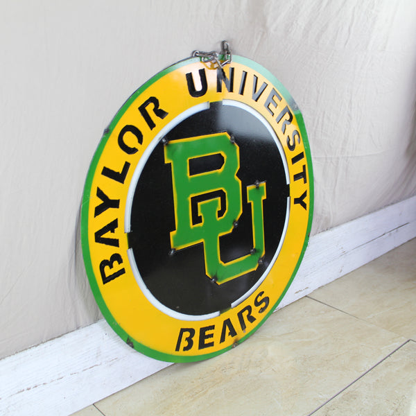 23" BAYLOR BEARS DISC CUSTOM METAL VINTAGE CRAFT SIGN TEAM ART WESTERN HOME DECOR HANDMADE