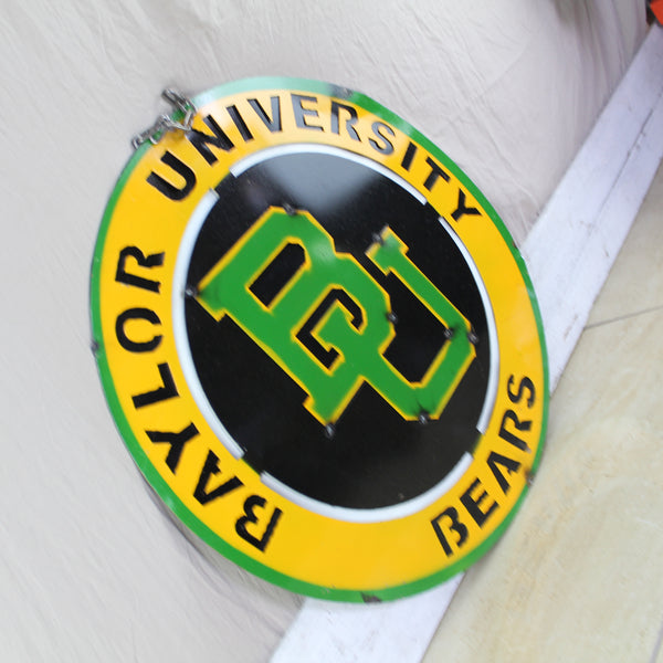 23" BAYLOR BEARS DISC CUSTOM METAL VINTAGE CRAFT SIGN TEAM ART WESTERN HOME DECOR HANDMADE