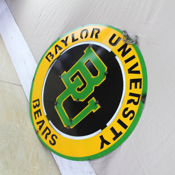 23" BAYLOR BEARS DISC CUSTOM METAL VINTAGE CRAFT SIGN TEAM ART WESTERN HOME DECOR HANDMADE
