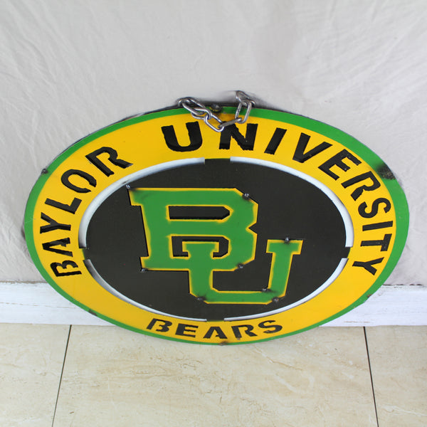 23" BAYLOR BEARS DISC CUSTOM METAL VINTAGE CRAFT SIGN TEAM ART WESTERN HOME DECOR HANDMADE