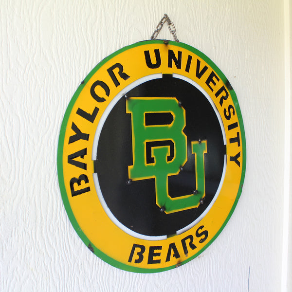 23" BAYLOR BEARS DISC CUSTOM METAL VINTAGE CRAFT SIGN TEAM ART WESTERN HOME DECOR HANDMADE