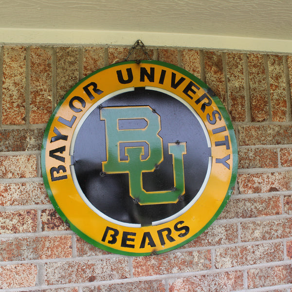 23" BAYLOR BEARS DISC CUSTOM METAL VINTAGE CRAFT SIGN TEAM ART WESTERN HOME DECOR HANDMADE