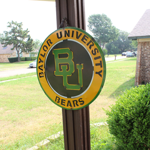 23" BAYLOR BEARS DISC CUSTOM METAL VINTAGE CRAFT SIGN TEAM ART WESTERN HOME DECOR HANDMADE
