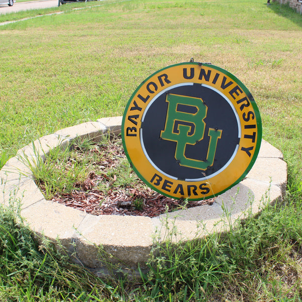 23" BAYLOR BEARS DISC CUSTOM METAL VINTAGE CRAFT SIGN TEAM ART WESTERN HOME DECOR HANDMADE