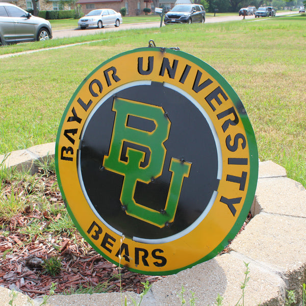 23" BAYLOR BEARS DISC CUSTOM METAL VINTAGE CRAFT SIGN TEAM ART WESTERN HOME DECOR HANDMADE
