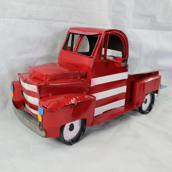 USA FLAG TRUCK 24" PICKUP PATRIOTIC TRUCK RED WHITE TAIL DOWN METAL GARDEN ART FIGURINE WESTERN HOME DECOR HANDMADE #EH12855