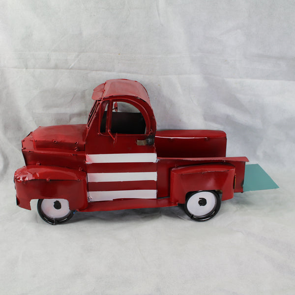 USA FLAG TRUCK 24" PICKUP PATRIOTIC TRUCK RED WHITE TAIL DOWN METAL GARDEN ART FIGURINE WESTERN HOME DECOR HANDMADE #EH12855
