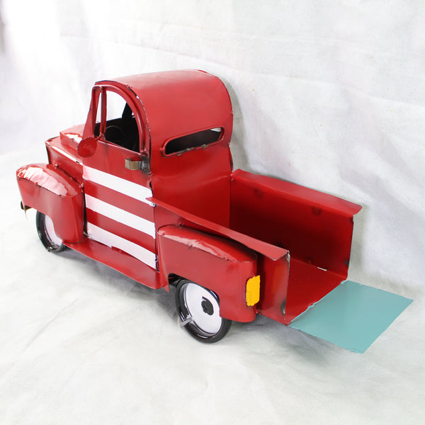 USA FLAG TRUCK 24" PICKUP PATRIOTIC TRUCK RED WHITE TAIL DOWN METAL GARDEN ART FIGURINE WESTERN HOME DECOR HANDMADE #EH12855