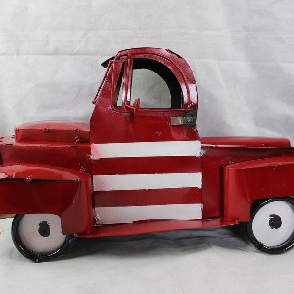 USA FLAG TRUCK 24" PICKUP PATRIOTIC TRUCK RED WHITE TAIL DOWN METAL GARDEN ART FIGURINE WESTERN HOME DECOR HANDMADE #EH12855
