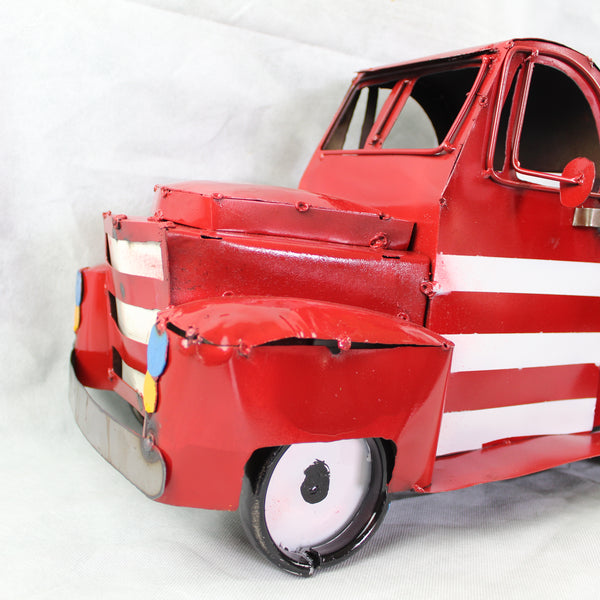 USA FLAG TRUCK 24" PICKUP PATRIOTIC TRUCK RED WHITE TAIL DOWN METAL GARDEN ART FIGURINE WESTERN HOME DECOR HANDMADE #EH12855
