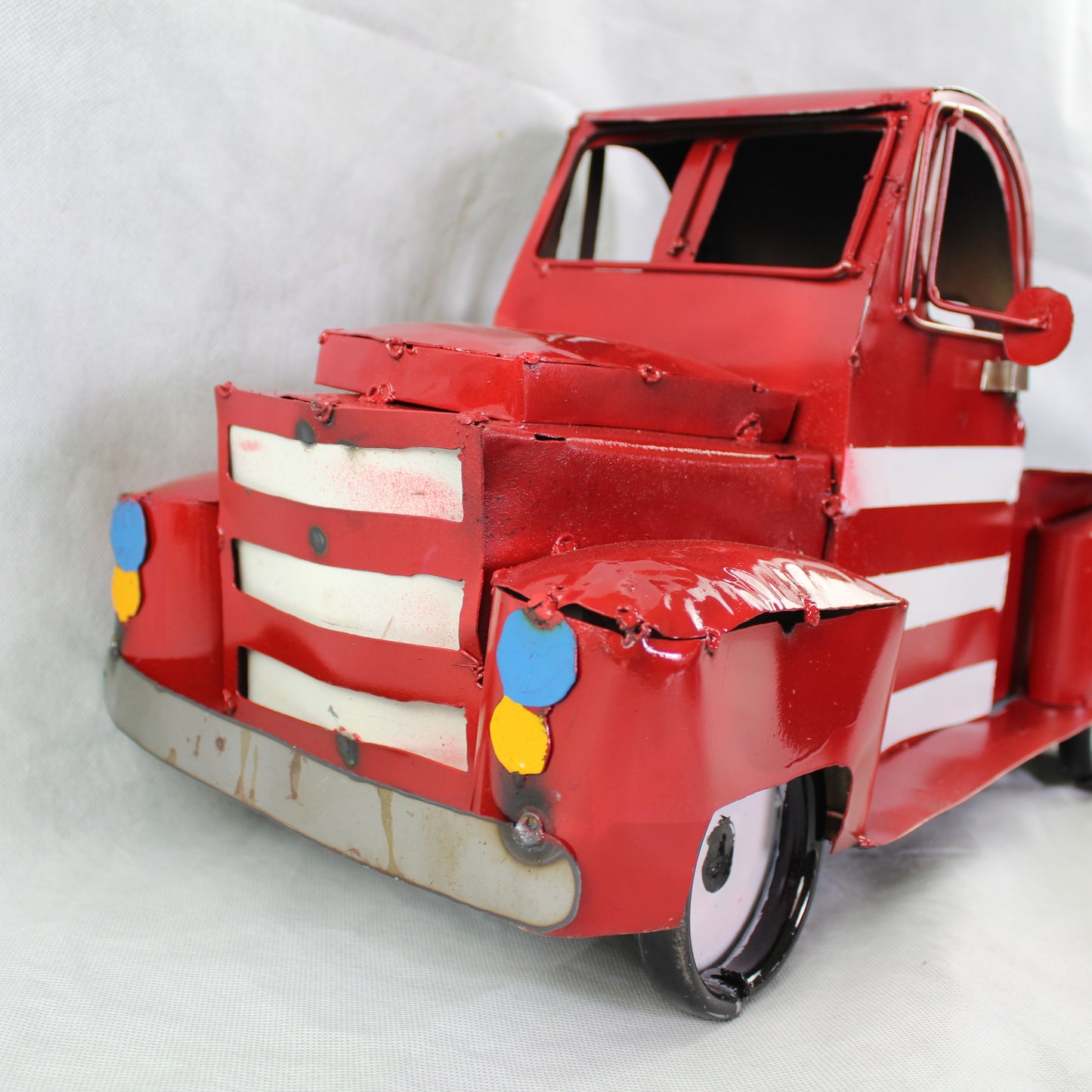 USA FLAG TRUCK 24" PICKUP PATRIOTIC TRUCK RED WHITE TAIL DOWN METAL GARDEN ART FIGURINE WESTERN HOME DECOR HANDMADE #EH12855
