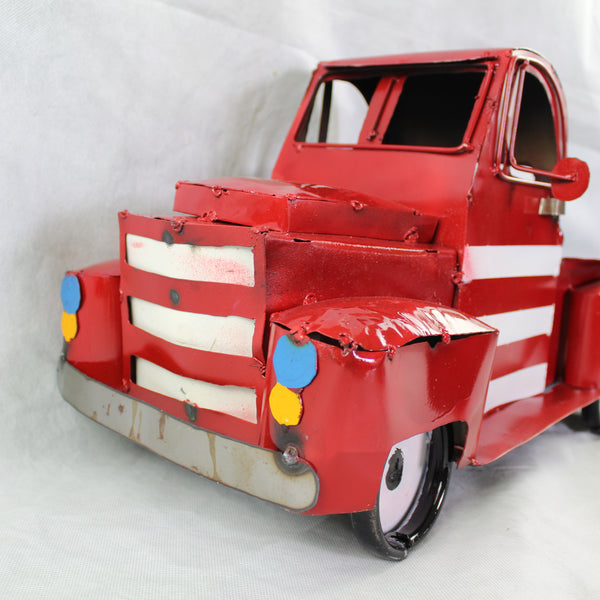 USA FLAG TRUCK 24" PICKUP PATRIOTIC TRUCK RED WHITE TAIL DOWN METAL GARDEN ART FIGURINE WESTERN HOME DECOR HANDMADE #EH12855